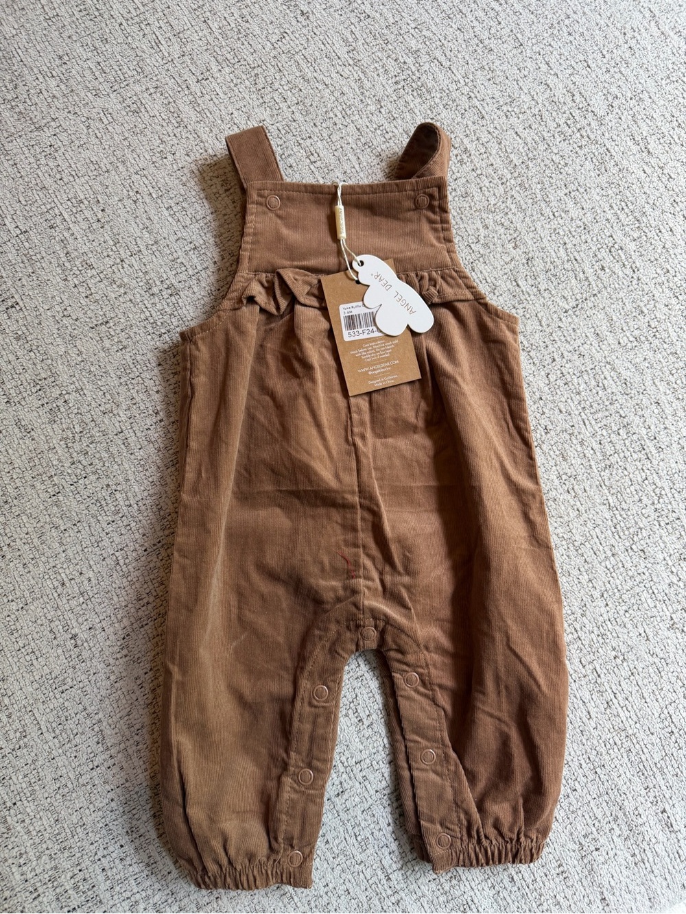 Angel Dear Brown Corduroy Baby Overalls